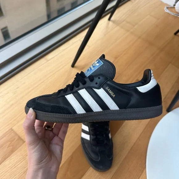 adidas Samba Black and White Sneakers - Picture 1 of 8